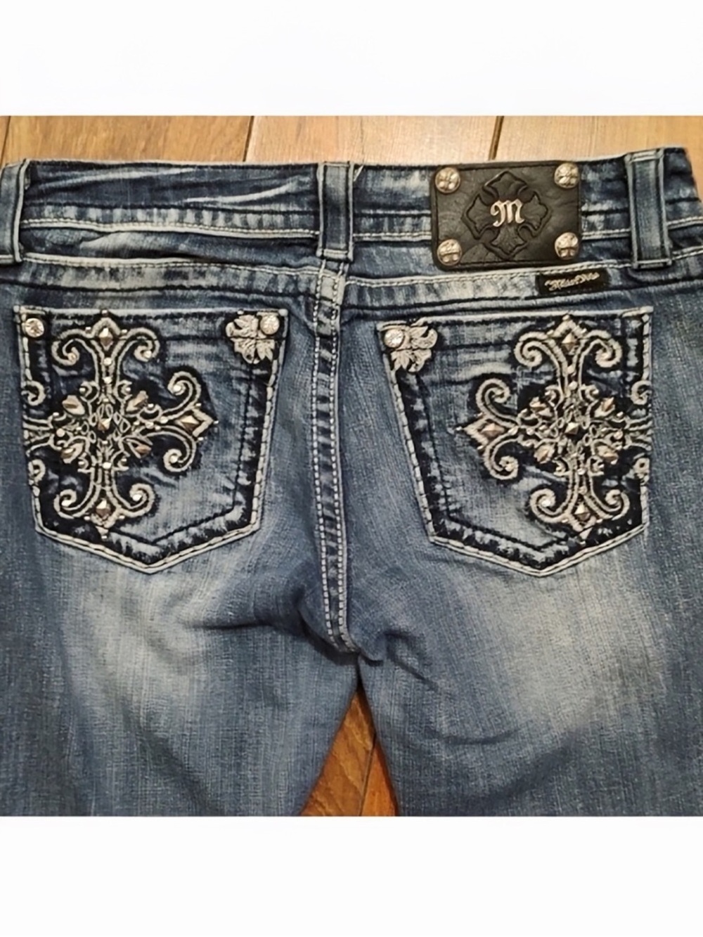 Gorgeous Y2K Miss Me Boot Jeans With Embellished Back Pockets 34-1/2” Inseam